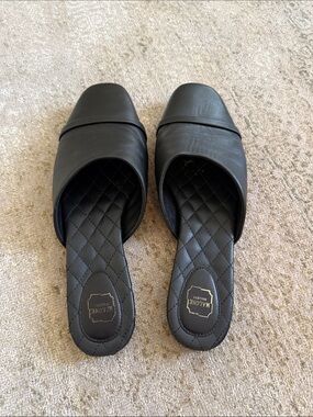 Malone Souliers Black Quilted Leather Slide Mules